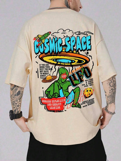 Cosmic Alien Graphic Oversized T-Shirt