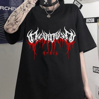 Black Demon Gothic Anime Oversized T-Shirt