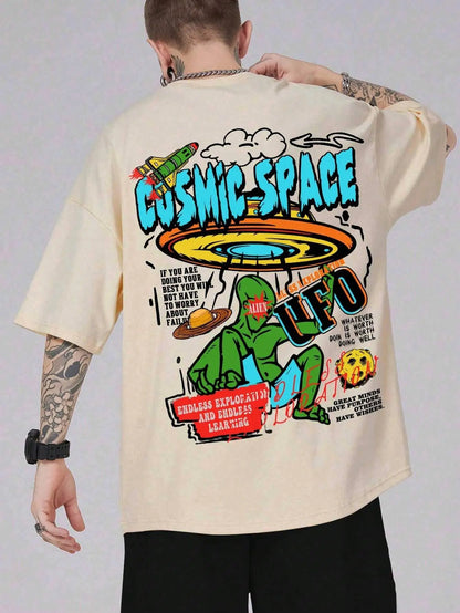 Cosmic Alien Graphic Oversized T-Shirt