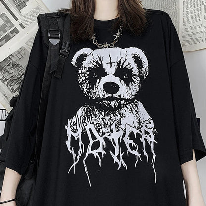 Black Demon Gothic Anime Oversized T-Shirt